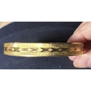 Monet Vintage 1960s Gold Plated Textured Laser Cut Bangle Bracelet, Stacking